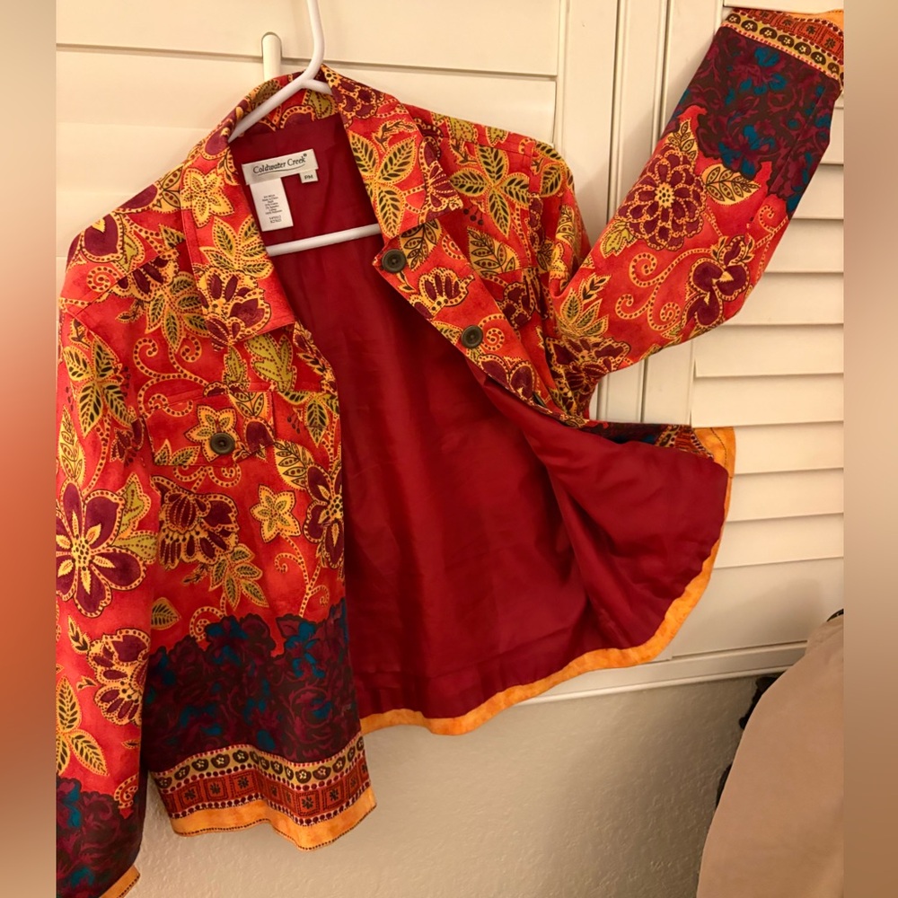 Coldwater Creek Red and Yellow Floral Jacket